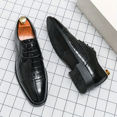 Men's Derby Shoes Lace up Front Toe Cap Dress Shoes For Men
