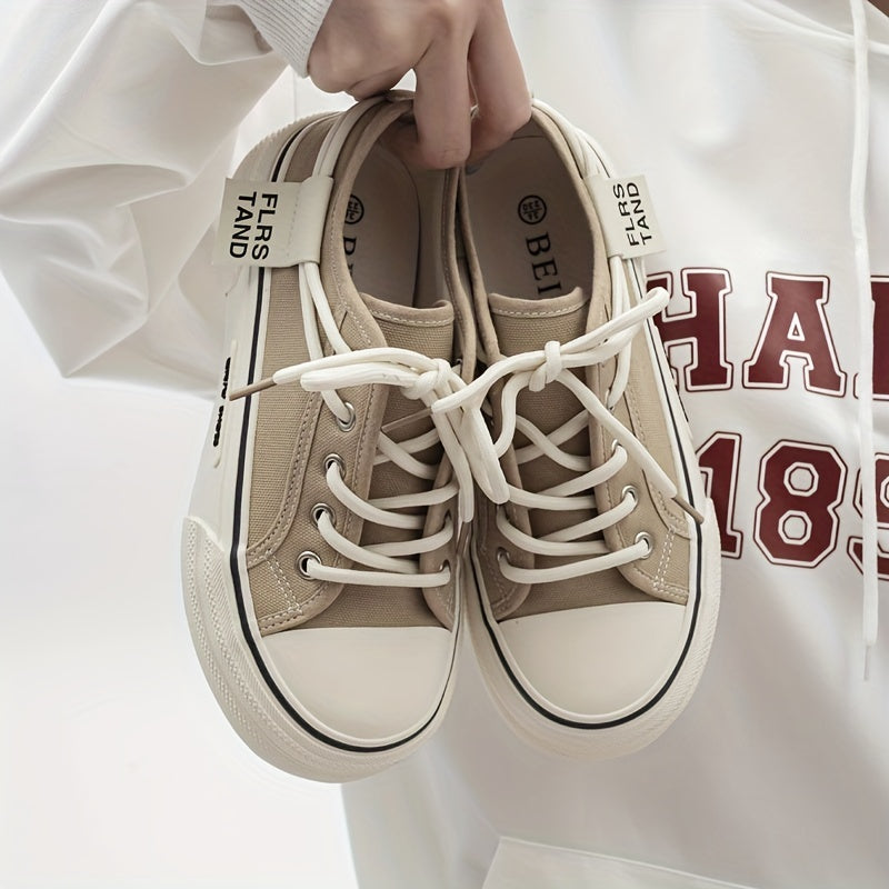Women's Platform Canvas Shoes Lace Up Low Top Sneakers