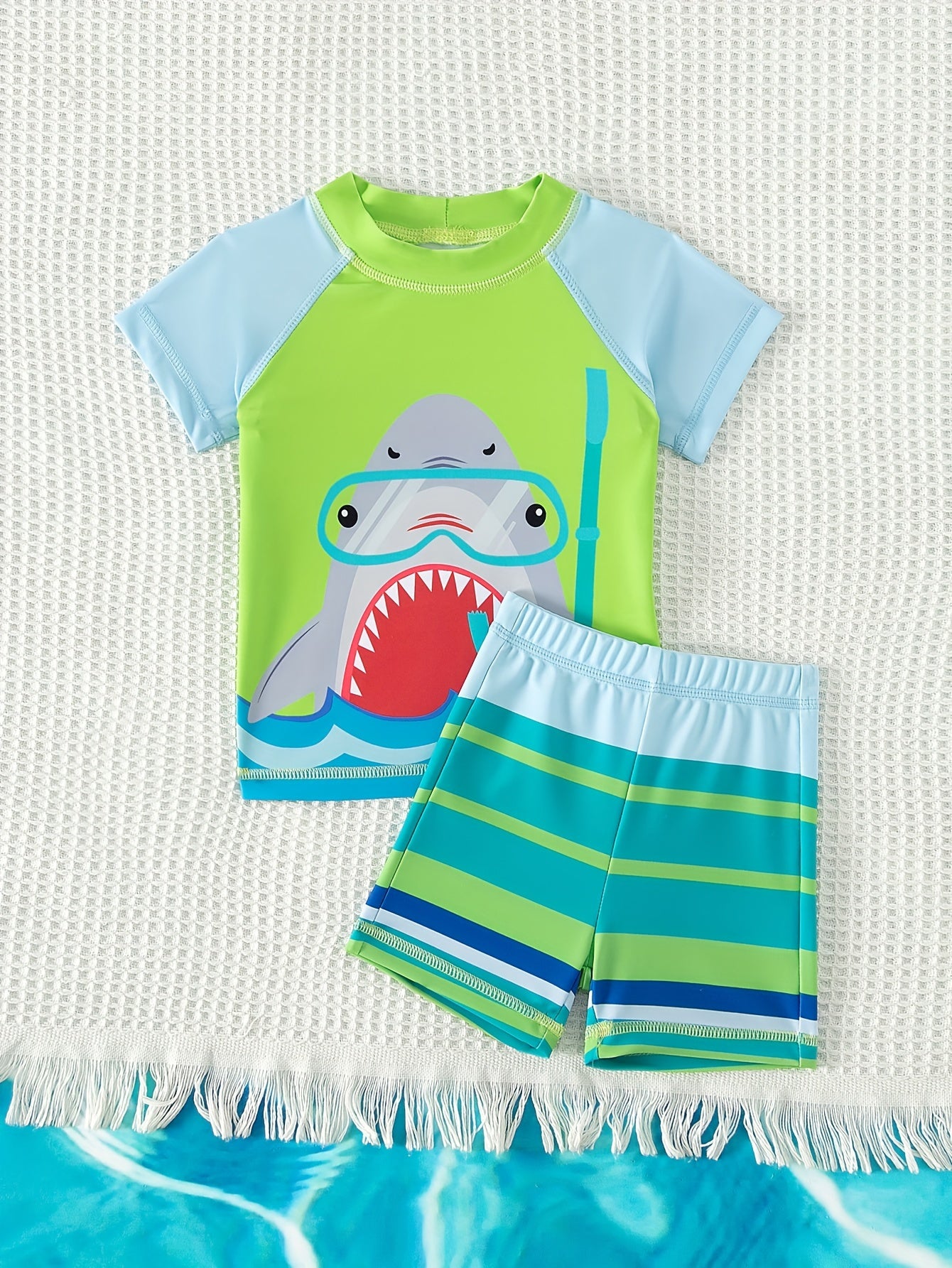 Kids Sunscreen Swimsuit Set Quick Drying Cartoon Graphic Swimwear
