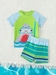 Kids Sunscreen Swimsuit Set Quick Drying Cartoon Graphic Swimwear