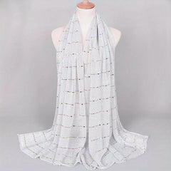 Sequins Solid Scarf Crinkle Sparkling Stripe Print Windproof Head Wrap