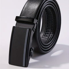 Men's Automatic Buckle Belt PU Leather Litchi Pattern Belt