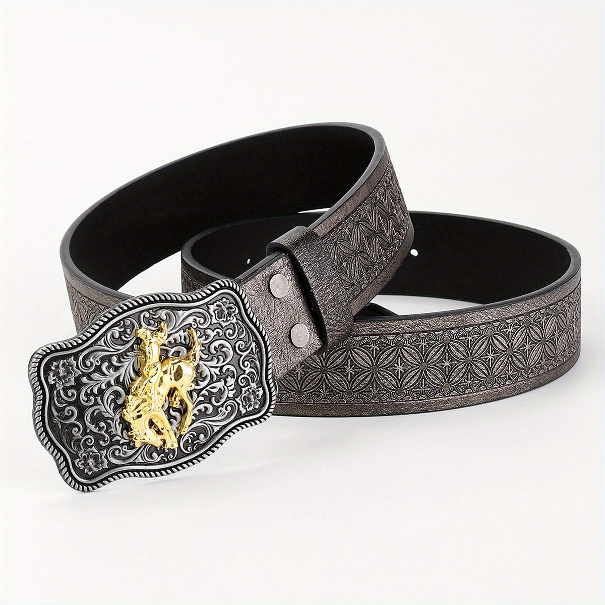 Western Cowboy Belt Retro Horse Pattern Buckle Belts Clothing Accessories