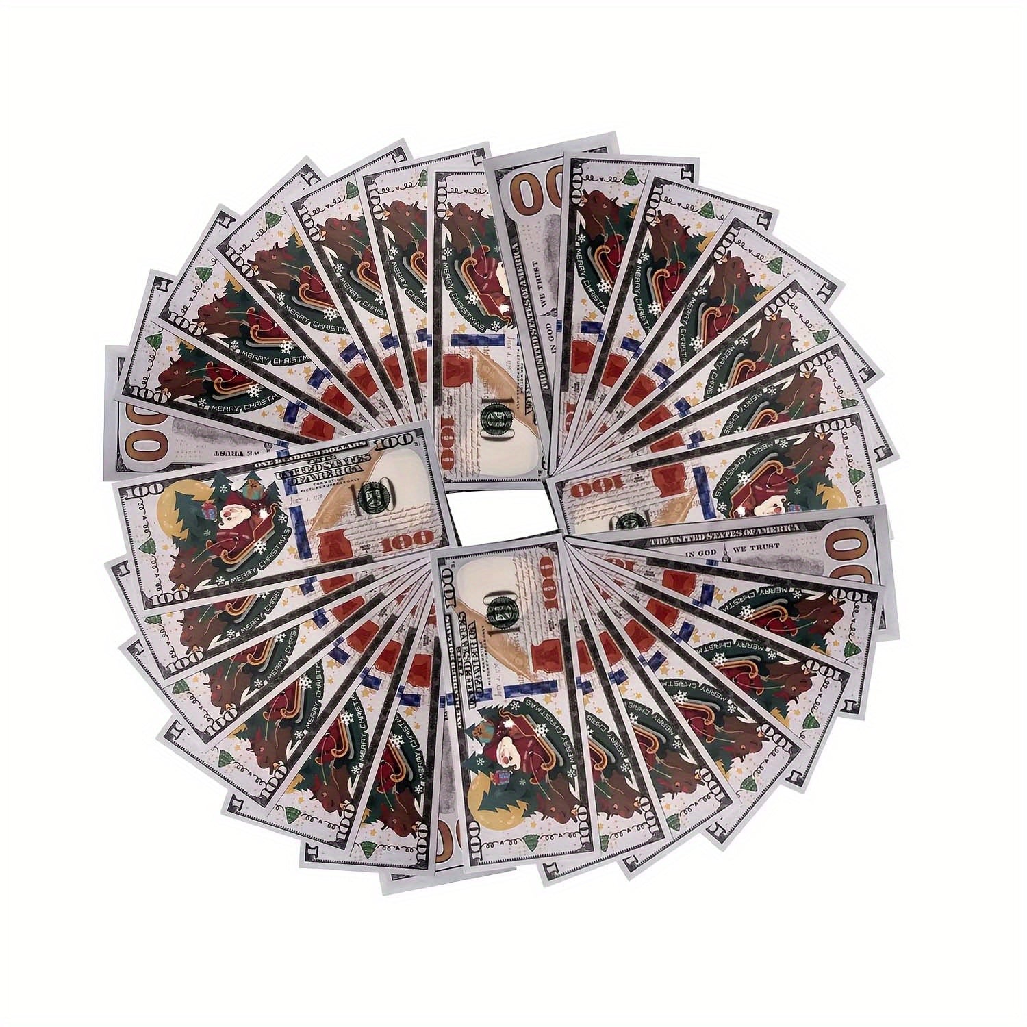 Christmas Paper Money Fan 100-600pcs Festive Santa Snowflakes Gift Boxes