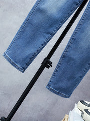 Boys Casual Rip Jeans Straight Leg Stretch Slim Fit Denim Pants