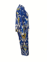 Women's Plus Graphic Print Long Sleeve Shirt & Pants Set