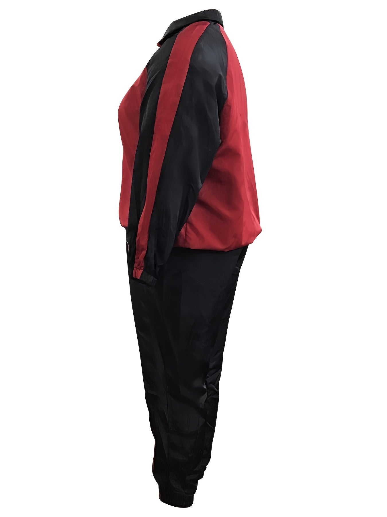 Colorblock Raglan Sleeve Zip Top & Striped Joggers Set
