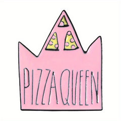 Alloy Pizza Crown High Heels Queen Heart Brooch