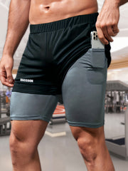 Men's Casual Sports 2 in 1 Shorts RACCOON Pattern Running Shorts