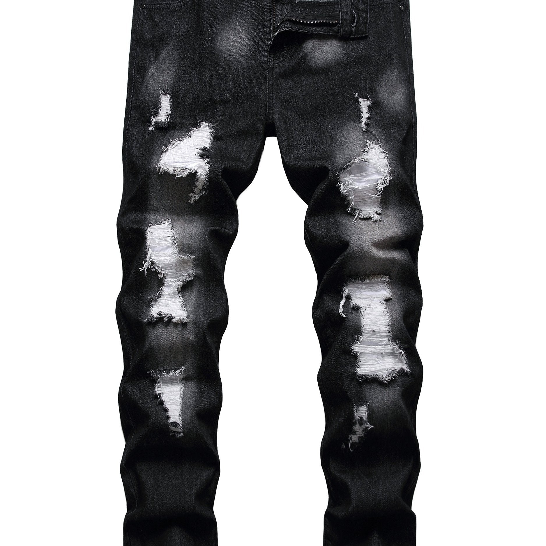 Slim Fit Ripped Jeans Men Casual Street Style Distressed Denim Pants
