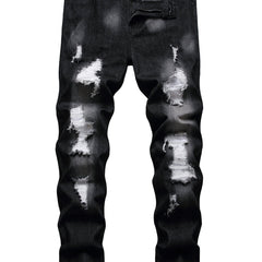 Slim Fit Ripped Jeans Men Casual Street Style Distressed Denim Pants