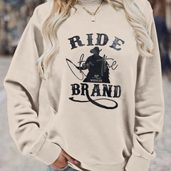 Casual Loose Long Sleeve Pullover Solid Sweatshirt for Women