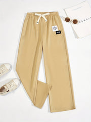 Kid Girls' Letter Tag Flare Leg Trousers for Sports Leisure