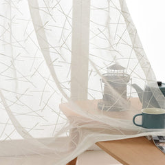 1pc Cross Embroidery Sheer Curtain for Home Decor
