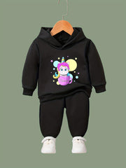 Girls Unicorn Pattern Hoodie Sweatshirt & Solid Sweatpants Set