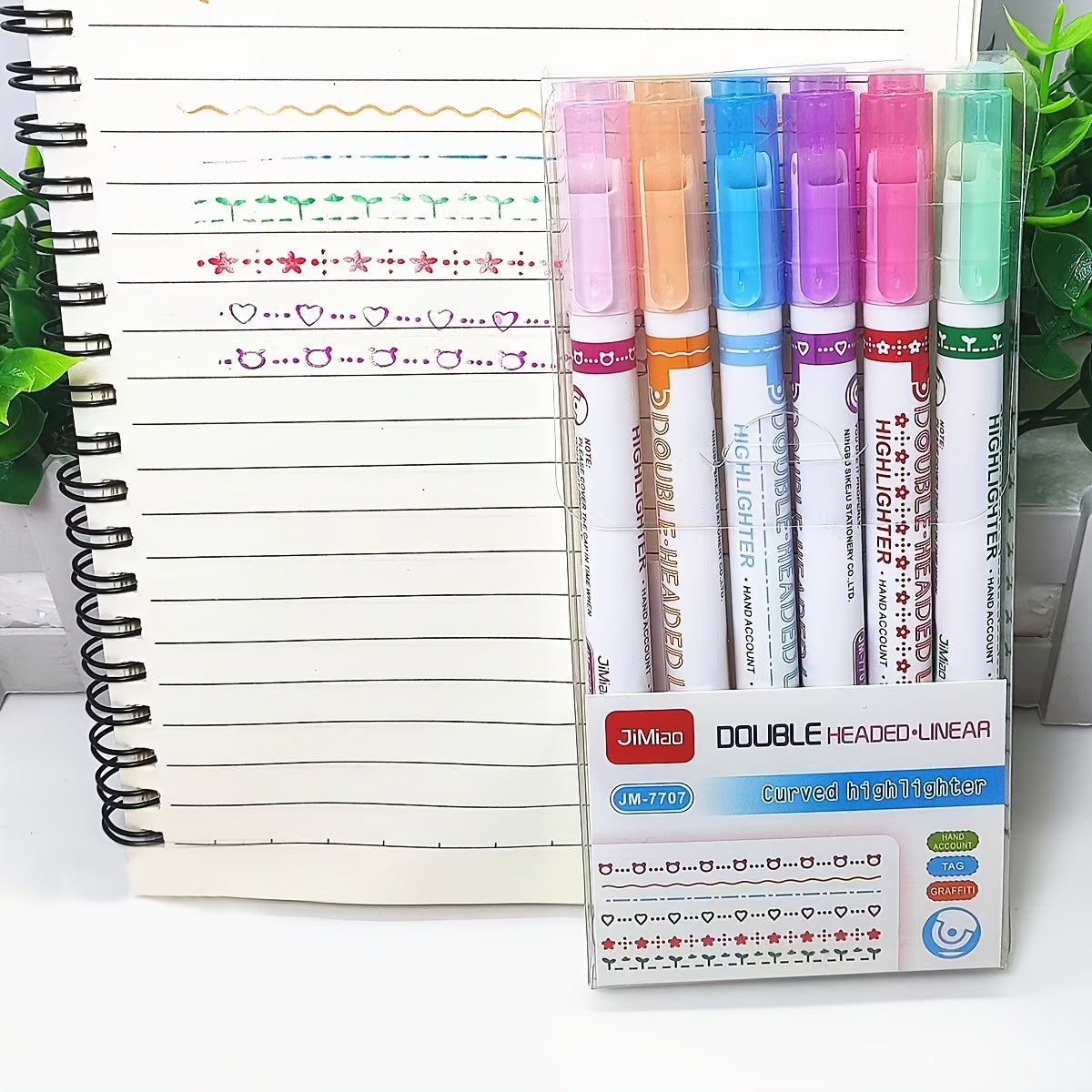 6pcs Double Headed Roller Stamp Watercolor Pens for All Ages