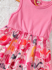 Girls Dinosaur Tulle Dress Party Princess Beach Holiday Outfit