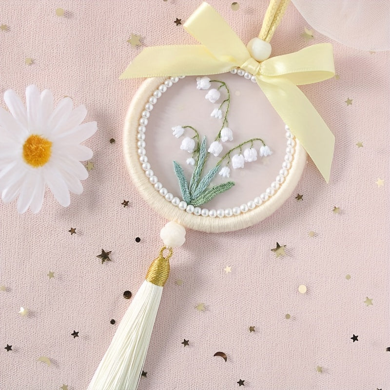 Embroidery DIY Pendant Kit - Flower Design