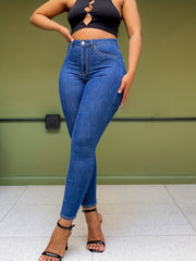 Women's Plus Button Fly High Rise Slim Fit Jeans