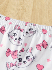 3pcs Girls' Bike Shorts with Cartoon Print Regular Fit Comfy Shorts
