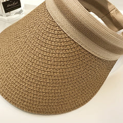 Straw Visor Hat Wide Brim Casual UV Protection Sun Hat Summer Travel Beach Hats