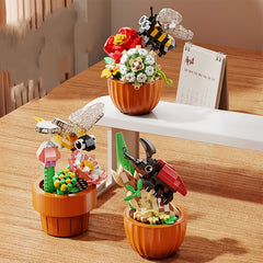 Insect Flower Building Blocks Home Office Decoration Christmas Gift
