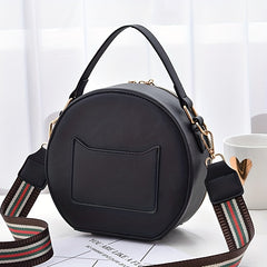 Round Handbag Chain Crossbody Bag PU Leather Top Handle Purse