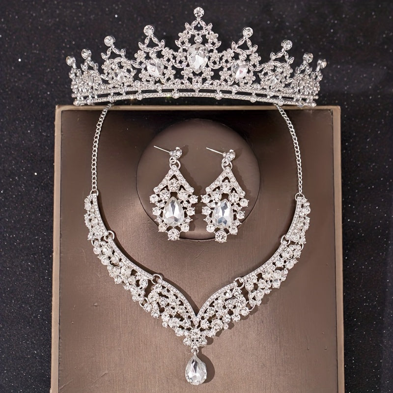 Baroque Green Crystal Bridal Jewelry Rhinestone Tiaras Crown