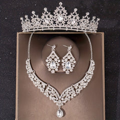 Baroque Green Crystal Bridal Jewelry Rhinestone Tiaras Crown