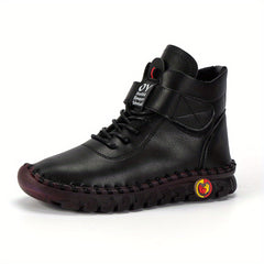 Women's High Top Hook & Loop Ankle Boots Soft Sole Flat Shoes