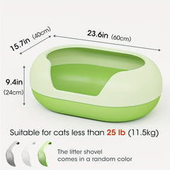 Large Cat Litter Box with Raised Fence & Shovel - For Cats Under 11.5kg