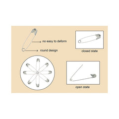 150pcs Safety Pins 4 Sizes Metal Silvery Sewing Supplies