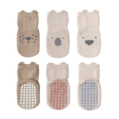 3pairs Baby Floor Socks Non slip Cartoon Animal Graphic Toddler Socks