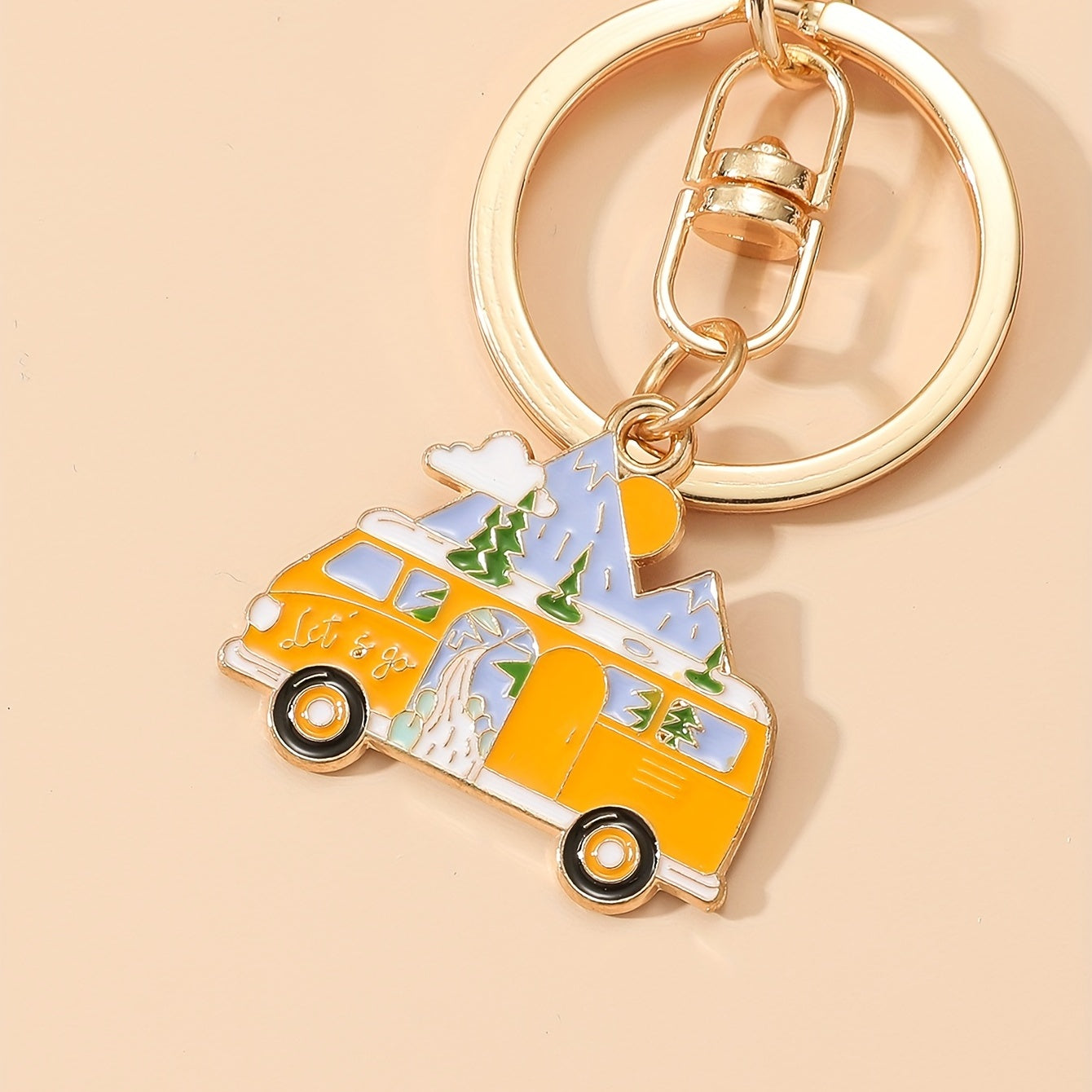 Painting Style Car Keychain Pendant Key Ring Bag Wallet Key Chain