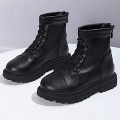 Vintage Solid Boots With Zipper For Girls