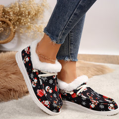 Christmas Snowman & Santa Claus Pattern Warm Snow Shoes Women's Footwear