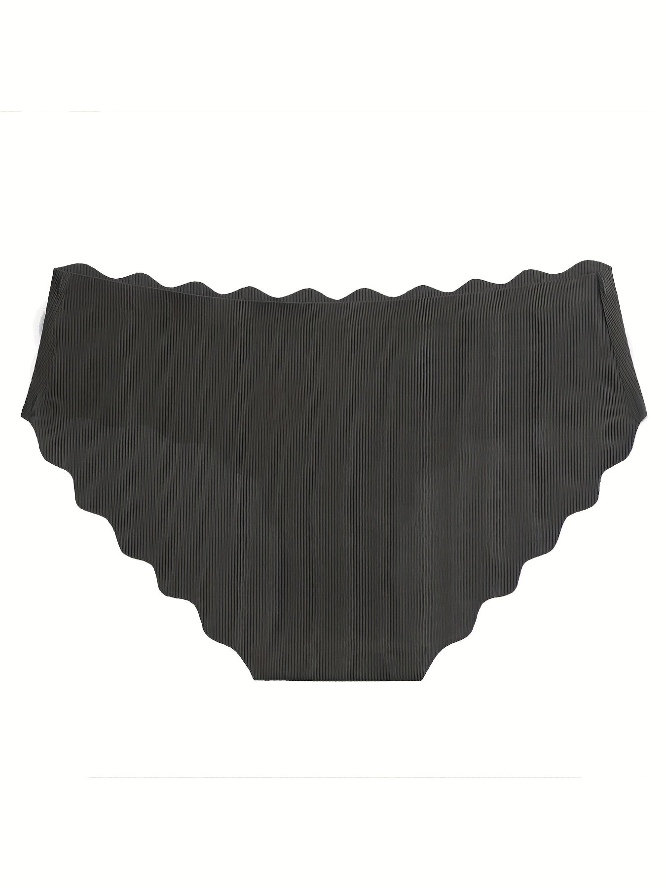 5pcs Seamless Scallop Trim Briefs Comfy Skin-friendly Panties