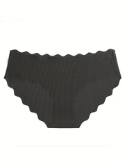 5pcs Seamless Scallop Trim Briefs Comfy Skin-friendly Panties