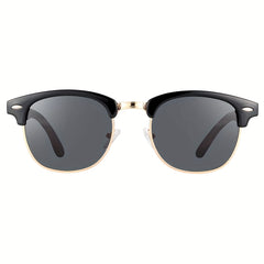 Polarized Oval Sunglasses Wooden Temple Glasses UV400