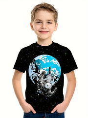 Colorful Astronaut Print Kid's T shirt Short Sleeve Top