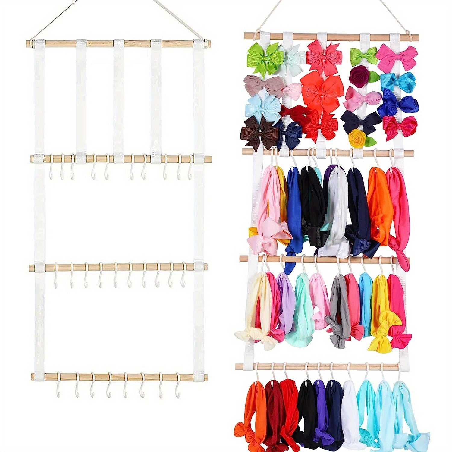 Baby Girl Headband & Hair Clip Holder, Large Capacity Organizer with Hook