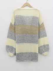 Stripe Print Long Sleeve Cardigan