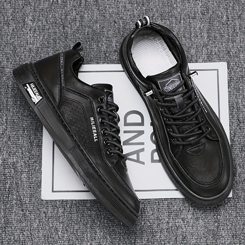 Men's Lace Up Sneakers Casual PU Leather Walking Shoes