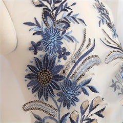 Sequin Flower Lace Fabric Embroidered Gown Appliques Collar