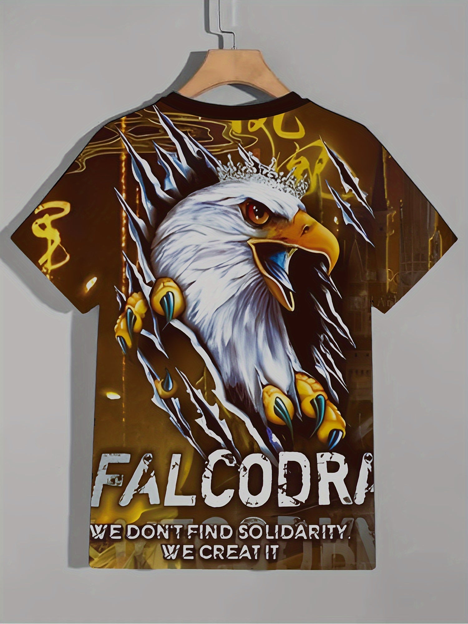 Eagle3d Pattern Print Men's Short Sleeve Graphic Tee