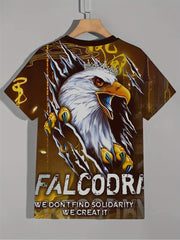 Eagle3d Pattern Print Men's Short Sleeve Graphic Tee