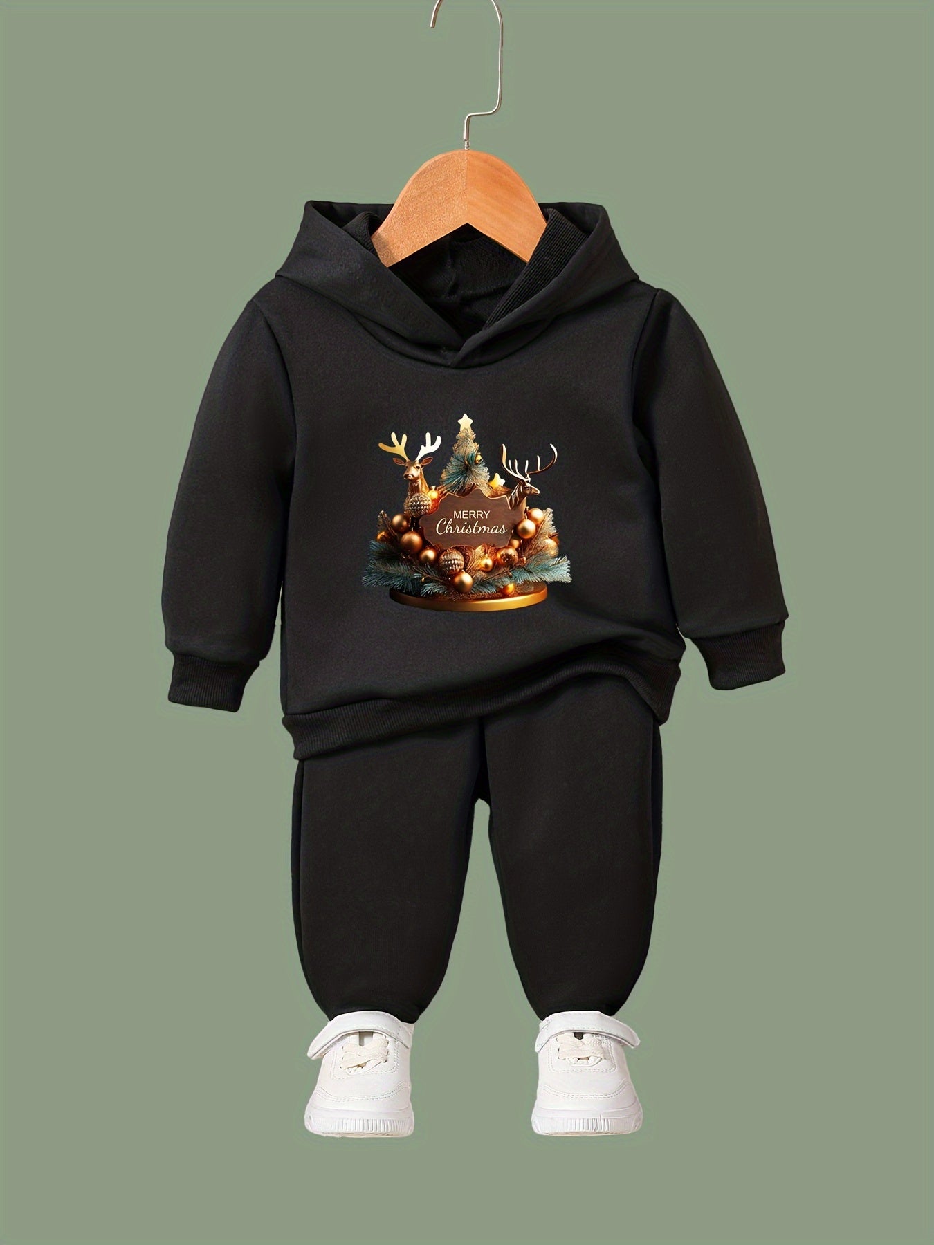 OERYUI Christmas Outfits 2pcs Girls Hoodies Jogger Pants Set For Sports
