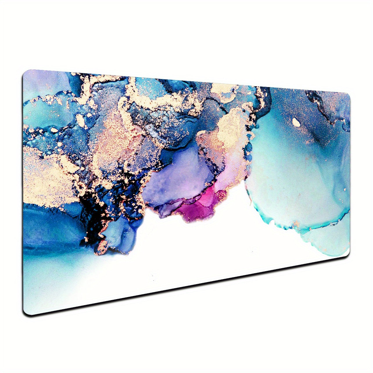 Large Abstract Turquoise Golden Mouse Pad 60 X 35 Non Slip Rubber Base
