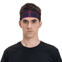 Men's Vintage Plaid Headband Navy Red Yellow Grid Pattern