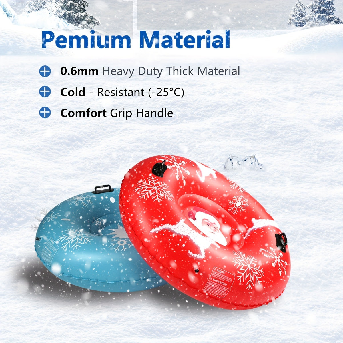 47in 55in Inflatable Skiing Sled Dual Handle Winter Outdoor Activity